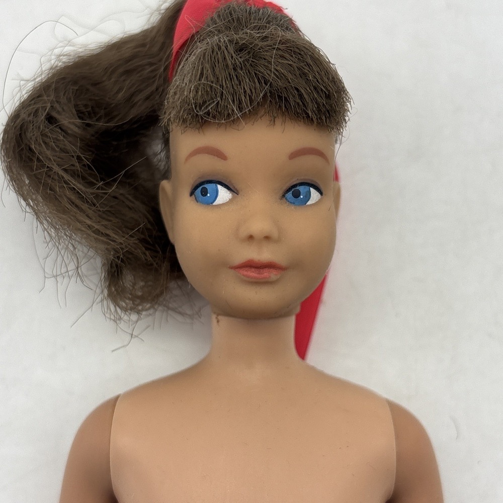 Vintage Skipper Doll 1963 Thick Brunette Hair Original Straight Leg Barbie Doll